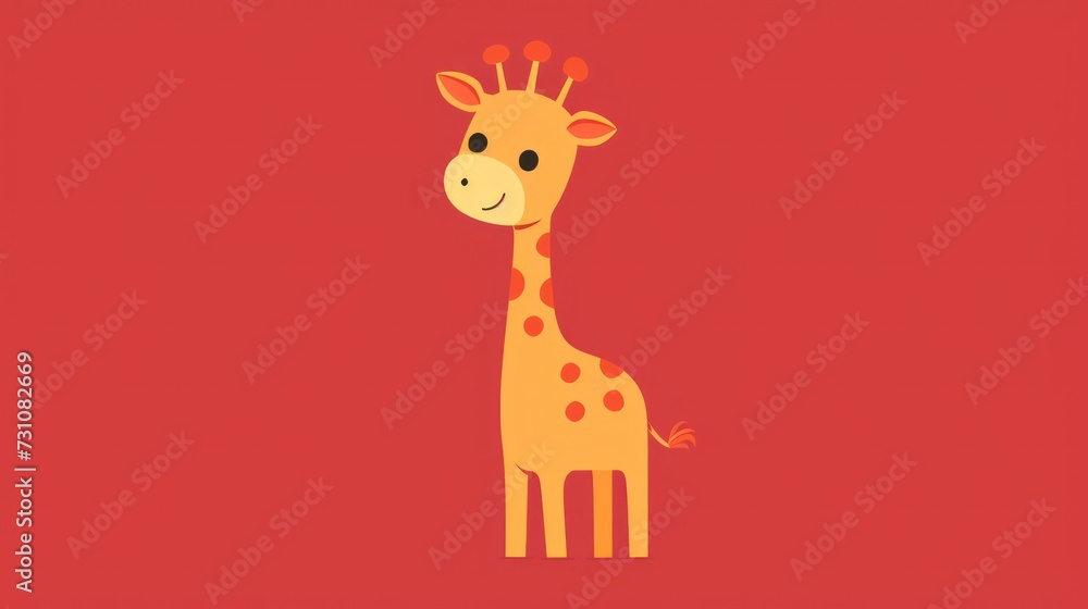 Aufkleber a giraffe on a red background with a red background and a yellow giraffe on a red background.