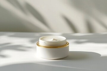 Mockup of empty white body or face cream packaging with space and brand name or logo.