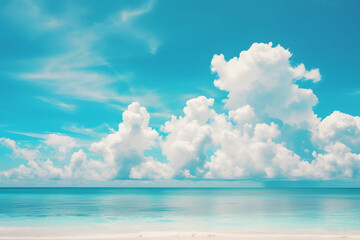 Beautiful beach with blue sky and white clouds