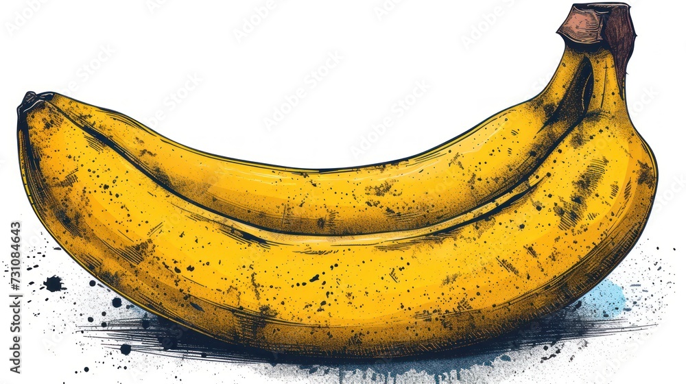 Aufkleber a close up of a bunch of bananas on a white background with a splash of paint on the bottom of the i