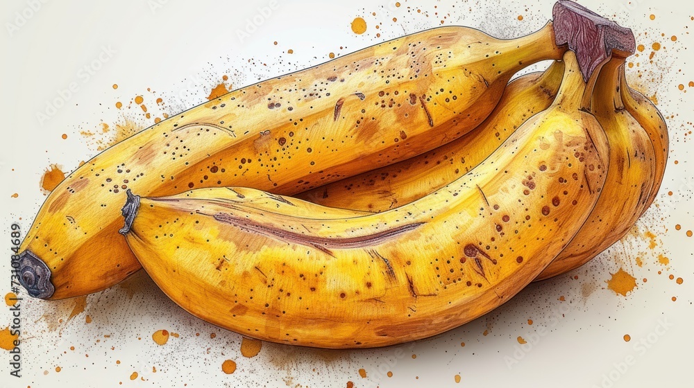 Poster a close up of two bananas on a white surface with sprinkles on the top and bottom of the bananas.