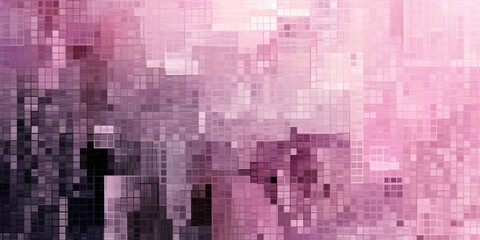 Charcoal pixel pattern artwork, intuitive abstraction, light magenta and dark gray, grid 