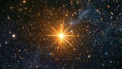 Fantasy depiction of an exceptionally bright star, intended to instill hope in the universe with its radiance - obrazy, fototapety, plakaty