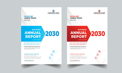Naklejka na ściany i meble Modern annual report cover, Business annual report template design with 2 color style layout template