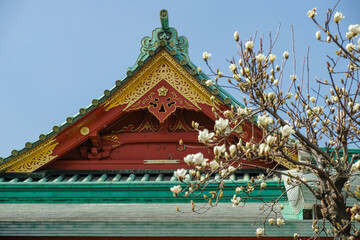 Detail of the Kanda Myojin Shrine in Chiyoda, Tokyo, Japan.