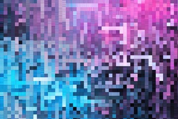 Cyan pixel pattern artwork, intuitive abstraction, light magenta and dark gray, grid 