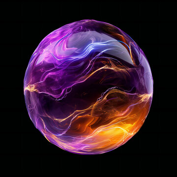 sleek orange and purple magic glass ball