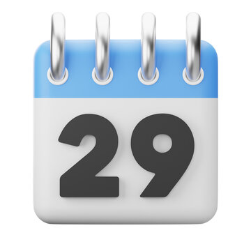 Twenty Nineth Date 3D Icon Calendar