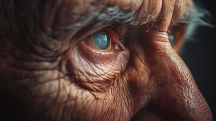 Schilderijen op glas eye of an elderly man looking ahead at the future © Franziska