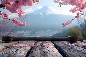 Empty_wooden_table_in_spring_with fuji mountain 9