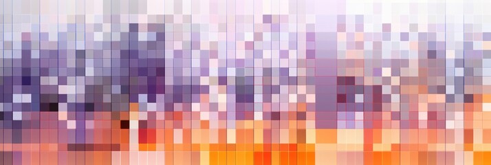 Fototapeta na wymiar Orange pixel pattern artwork, light magenta and dark gray, grid