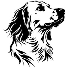Obraz premium English Setter dog black silhouette logo svg vector, English Setter icon illustration.