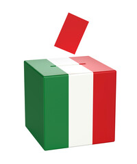 Concept image for election in Italy, ballot box with voting paper