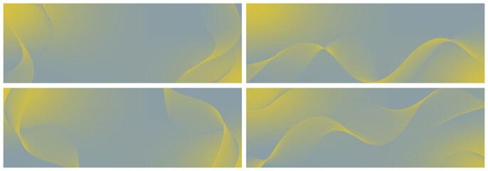 Obraz premium Abstract background vector set grey, yellow with dynamic waves for business. Futuristic technology backdrop with network wavy lines. Premium template with stripes and gradient mesh for banner, poster