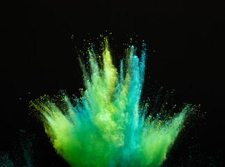 Explosion Of Blue And Green Powder