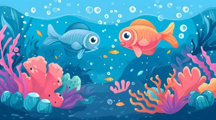 Foto auf Acrylglas Meeresleben underwater clip art collection with marine life and ocean elements