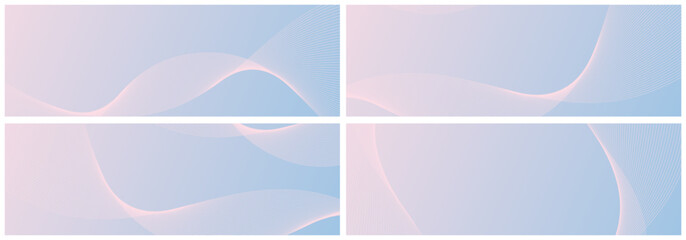 Abstract background vector set pink, blue with dynamic waves for wedding design. Futuristic technology backdrop with network wavy lines. Premium template with stripes, gradient mesh for banner, poster