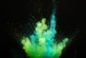 Explosion Of Blue And Green Powder