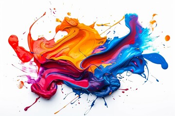 Colorful paint splash isolated on white background Serving as a vibrant design element for creative and artistic projects