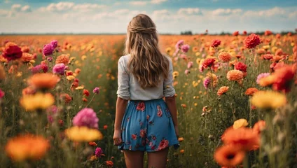 Keuken spatwand met foto girl in poppy field © Sheikh