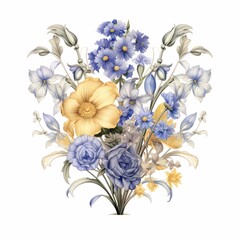 bouquet of flowers, illustration of flowers in different colors, abstract background, generative ai