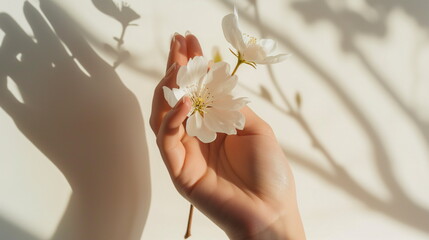 Obraz na płótnie Canvas Spring nail art, beauty hand manicure polish nails. Fingernails care closeup