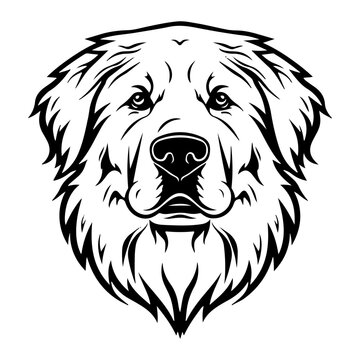 Great Pyrenees dog black silhouette logo svg vector, Great Pyrenees icon illustration.