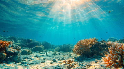 Fototapeta na wymiar Underwater scene - Tropical seabed with reef.