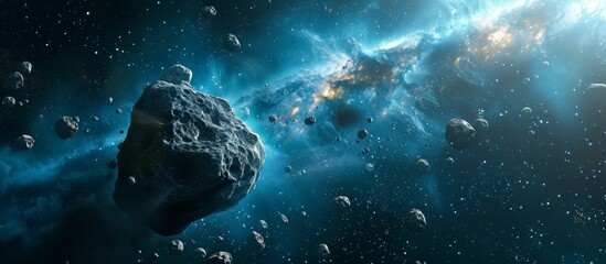 Concept in science fiction: Meteorites on remote planets and asteroids in far-off solar systems in...