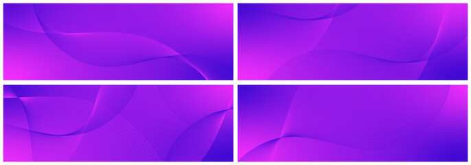 Abstract background set vector pink violet with dynamic waves for wedding design. Futuristic technology backdrop with network wavy lines. Premium template with stripes, gradient mesh banner, poster
