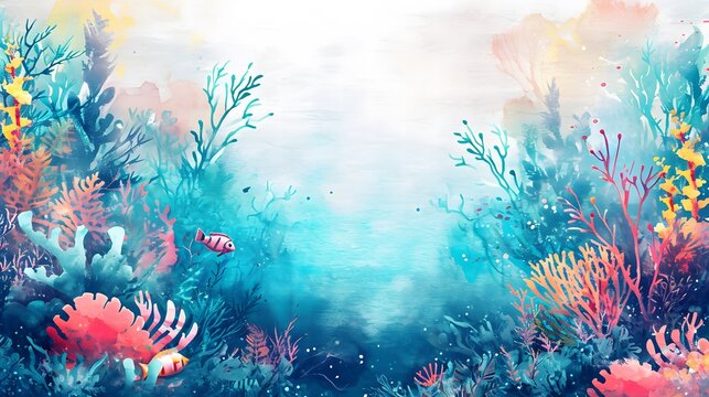  watercolor clip art,marine life and coral reefs