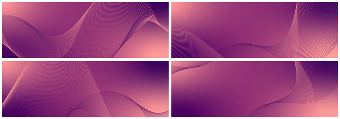 Abstract background vector set orange violet with dynamic waves for wedding. Futuristic technology backdrop with network wavy lines. Premium template with stripes, gradient mesh for banner, poster
