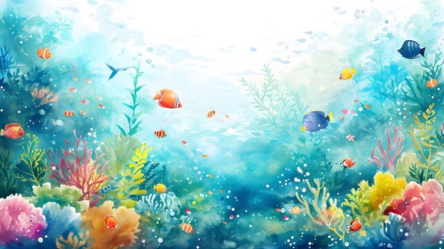  watercolor clip art,marine life and coral reefs