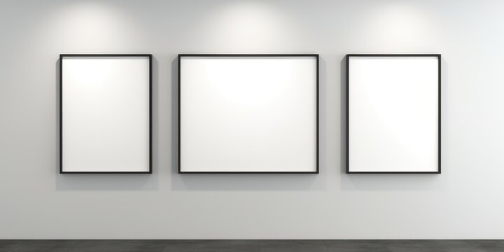 mock-up template for poster or picture blank black frame on a colorful wall