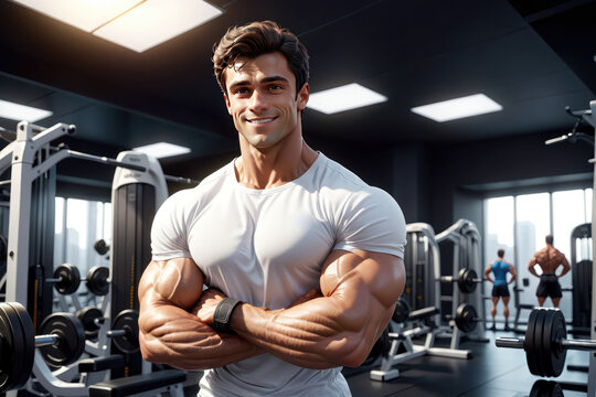 Handsome smiling young man latino bodybuilder black man in a t-shirt, great for health and wellness blogs, inspiring readers to pursue fitness and well-being.