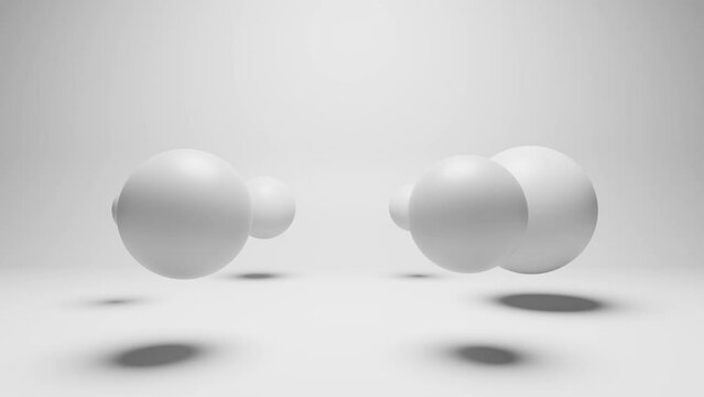 Moving balls on the background. Texture With white balls.