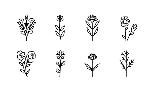 spring flowers icons and illustrations - flat design