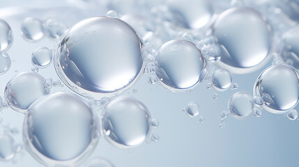 Water bubbles on flat top, white background, in the style of meticulous detailing