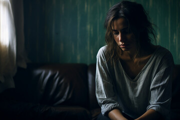 Fototapeta premium Mental health disorder conceptual Generative AI technology portrait picture people have psychic problems