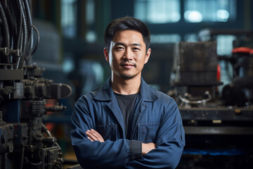 Obraz premium Ai generated image of factory male engineer on industrial manufacturing modern technology concept
