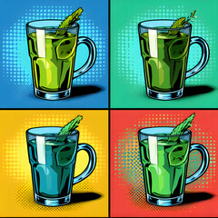 Pop art style of a green tea