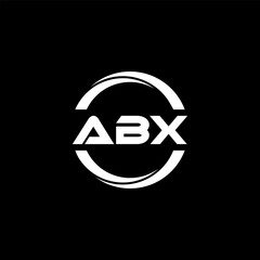 ABX letter logo design with black background in illustrator, cube logo, vector logo, modern alphabet font overlap style. calligraphy designs for logo, Poster, Invitation, etc.