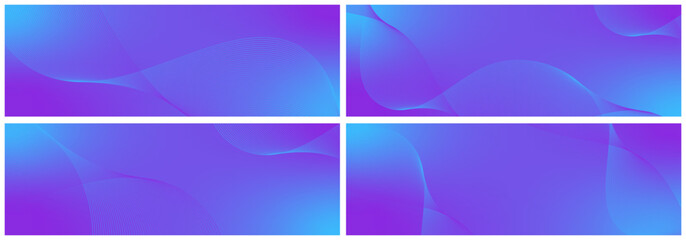 Abstract background vector set blue, violet with dynamic waves for wedding. Futuristic technology backdrop with network wavy lines. Premium template with stripes, gradient mesh for banner or poster