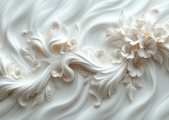 abstract flower white background with ornament and pearls