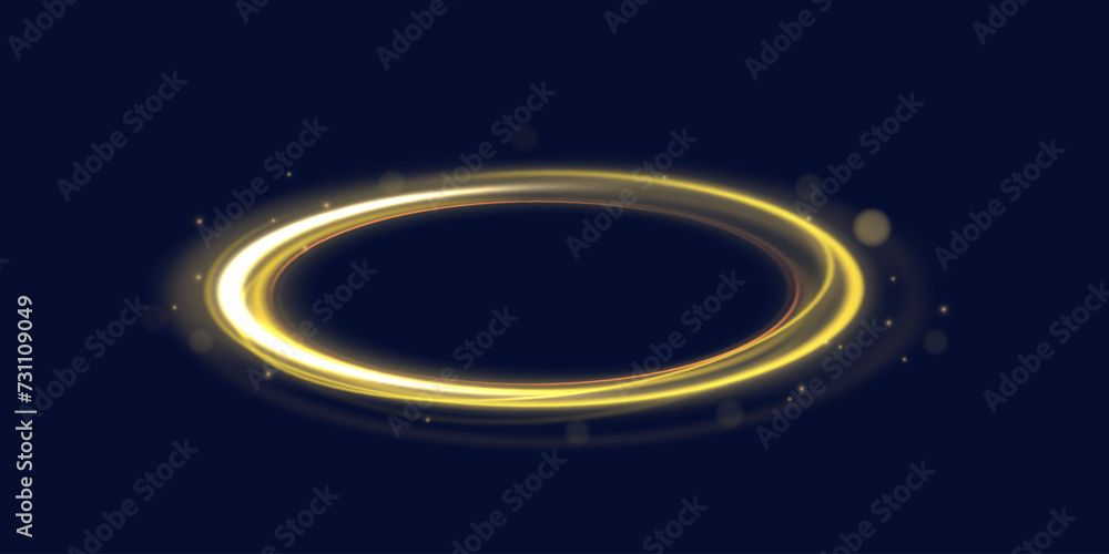 Aufkleber neon light circle of speed in the form of a round whirlpool. curve blue line light effect. luminous 