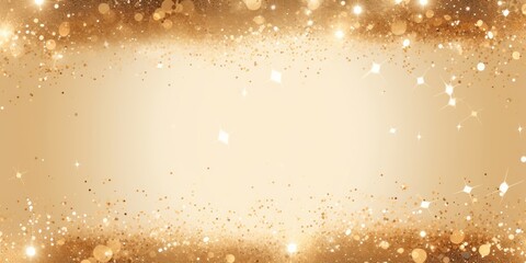 beige golden blank frame background with confetti glitter and sparkles