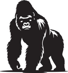 black and white illustration of a gorilla 