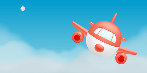 Naklejka na ściany i meble Cute Airplane flying in the sky