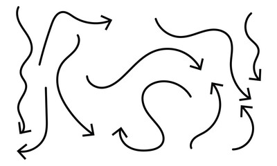 Hand drawn arrows vector set with white artboard.