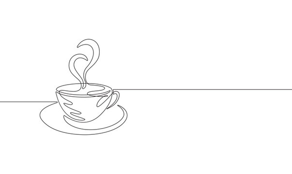coffe cup in one single line drawing. simple creative innovation concept. vector eps 10